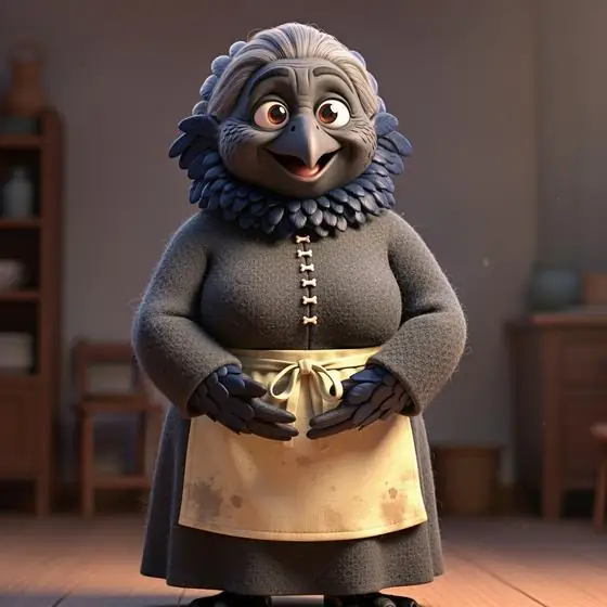 Ilustración IA: abuela cuervo
