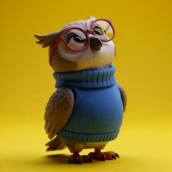 Ilustración IA: búho con lentes