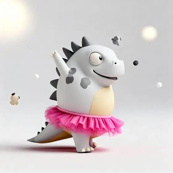 Ilustración IA: dino bailarín